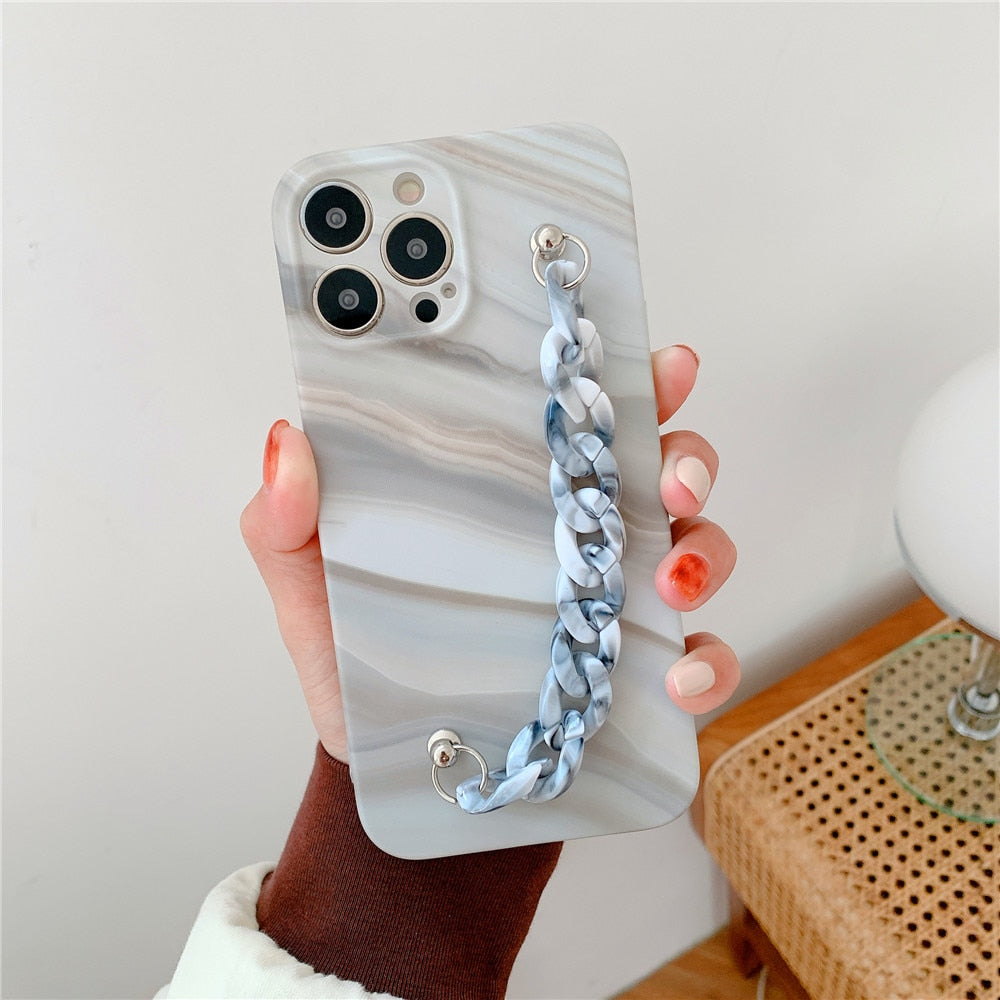 Anymob iPhone Case Gray Marble Bracelet Soft Silicon Chain Bumper Cover-Mobile Phone Cases-PEROZ Accessories