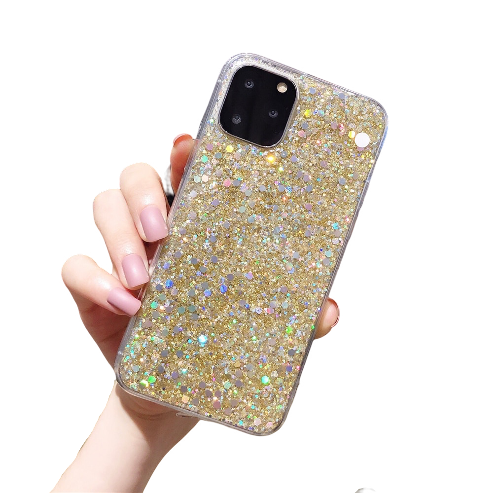 Anymob iPhone Case Gold Glitter Sequins Epoxy Soft Silicon Back Cover-Mobile Phone Cases-PEROZ Accessories