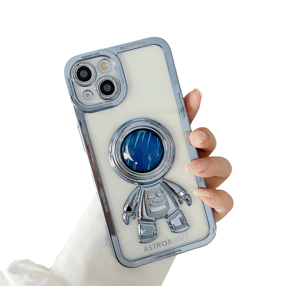 Anymob iPhone Case Ocean Blue Chromed Astronaut Foldable Holder Phone Cover-Mobile Phone Cases-PEROZ Accessories