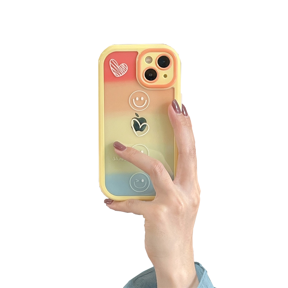 Anymob iPhone Yellow Smiley Acrylic Watercolor Phone Case Transparent Shockproof Cover-Mobile Phone Cases-PEROZ Accessories