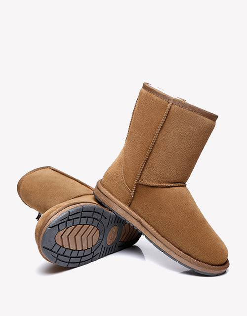 Australian Shepherd Short Zipper Sheepskin Wool Ugg Boots-Boots-PEROZ Accessories