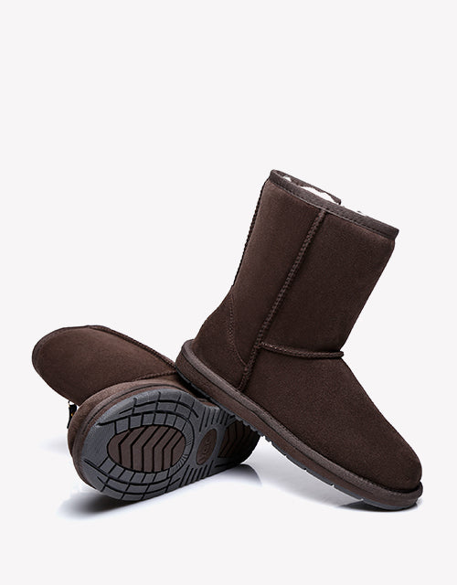 Australian Shepherd Short Zipper Sheepskin Wool Ugg Boots-Boots-PEROZ Accessories