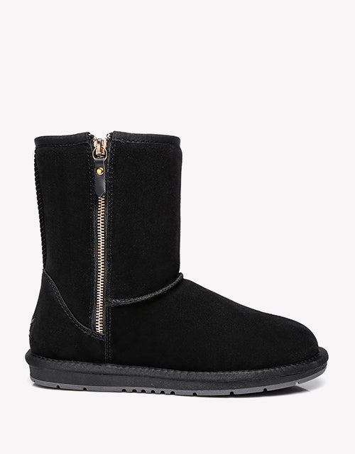 Australian Shepherd Short Zipper Sheepskin Wool Ugg Boots-Boots-PEROZ Accessories