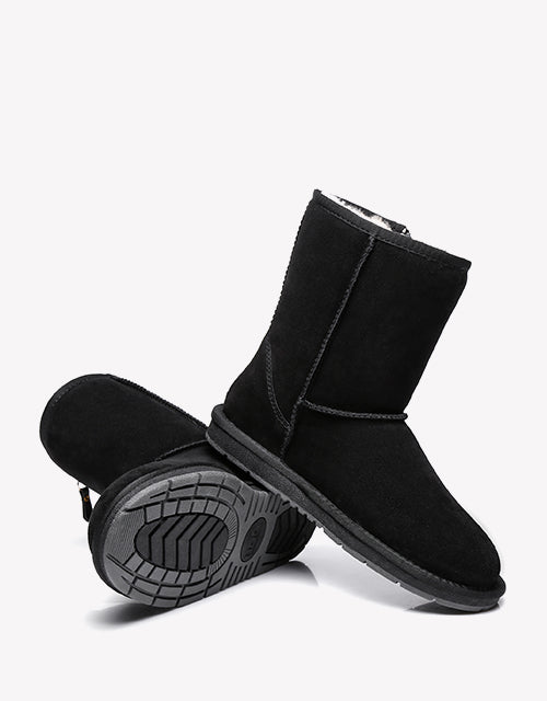 Australian Shepherd Short Zipper Sheepskin Wool Ugg Boots-Boots-PEROZ Accessories