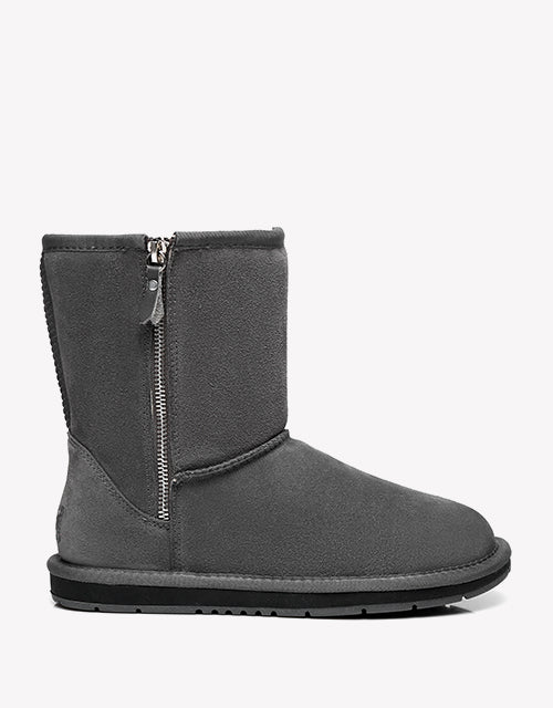 Australian Shepherd Short Zipper Sheepskin Wool Ugg Boots-Boots-PEROZ Accessories
