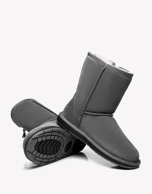 Australian Shepherd Short Zipper Sheepskin Wool Ugg Boots-Boots-PEROZ Accessories