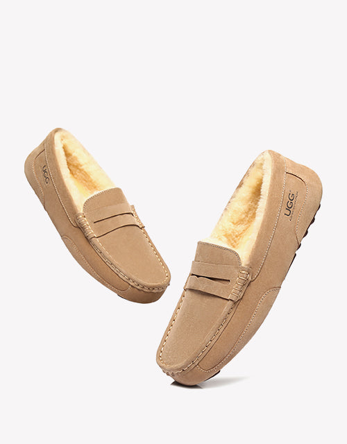 Australian Shepherd UGG Fashion Men Wool Moccasin-Loafers & Moccasins-PEROZ Accessories