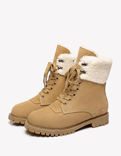 Australian Shepherd UGG Women Sheepskin Wool Fashion Chunky Boots Mina Water Resistant-Boots-PEROZ Accessories