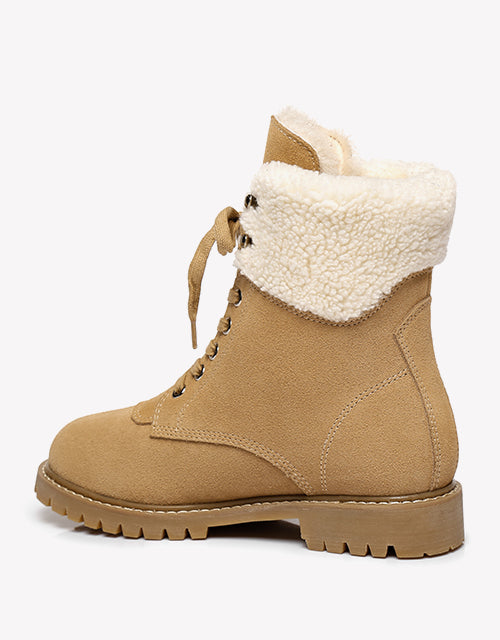Australian Shepherd UGG Women Sheepskin Wool Fashion Chunky Boots Mina Water Resistant-Boots-PEROZ Accessories