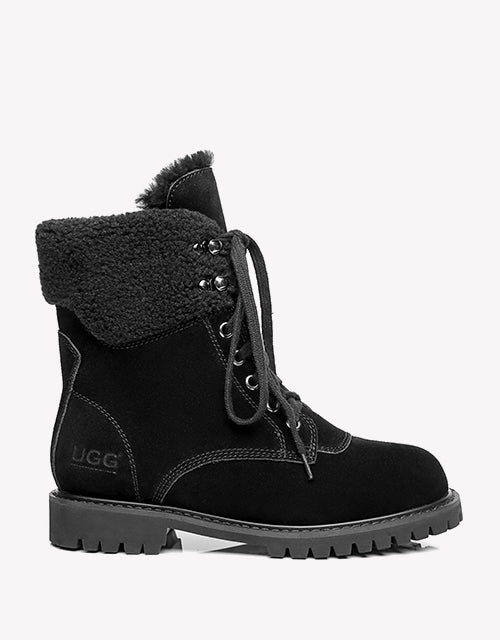 Australian Shepherd UGG Women Sheepskin Wool Fashion Chunky Boots Mina Water Resistant-Boots-PEROZ Accessories