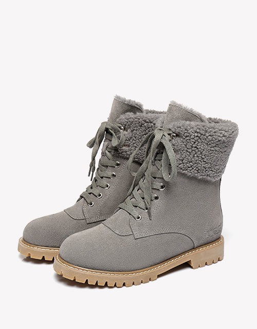 Australian Shepherd UGG Women Sheepskin Wool Fashion Chunky Boots Mina Water Resistant-Boots-PEROZ Accessories