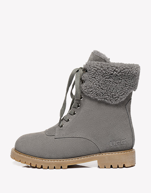 Australian Shepherd UGG Women Sheepskin Wool Fashion Chunky Boots Mina Water Resistant-Boots-PEROZ Accessories