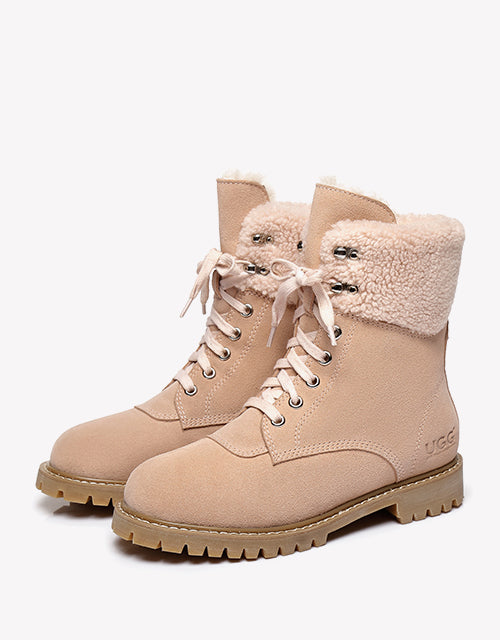 Australian Shepherd UGG Women Sheepskin Wool Fashion Chunky Boots Mina Water Resistant-Boots-PEROZ Accessories