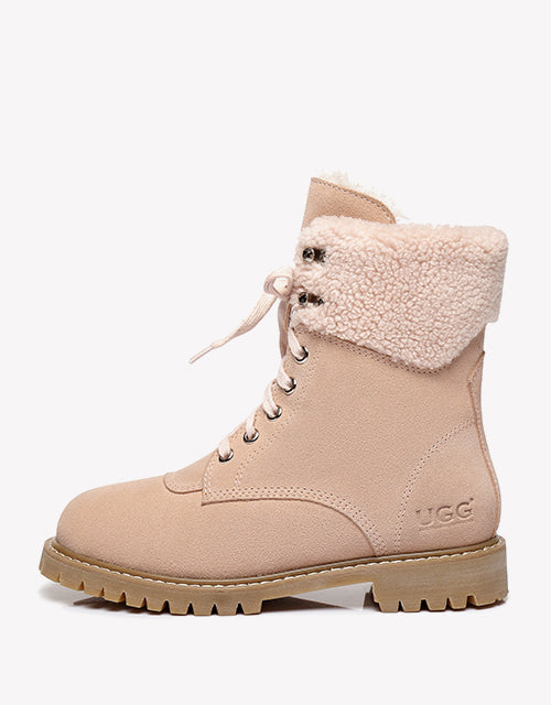 Australian Shepherd UGG Women Sheepskin Wool Fashion Chunky Boots Mina Water Resistant-Boots-PEROZ Accessories
