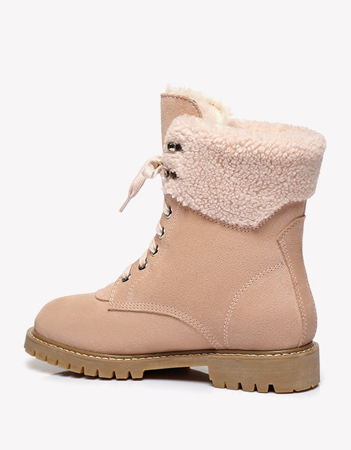 Australian Shepherd UGG Women Sheepskin Wool Fashion Chunky Boots Mina Water Resistant-Boots-PEROZ Accessories
