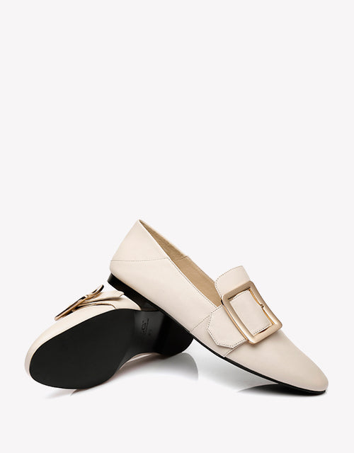 Australian Shepherd UGG Sally Square Buckle Loafers Opera Flats Almond Toe-Loafers & Moccasins-PEROZ Accessories