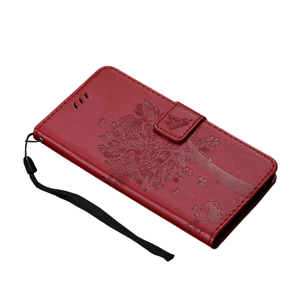Anymob iPhone Red Flip Leather Cases Cat Embossing Wallet Phone Cover-Mobile Phone Cases-PEROZ Accessories