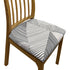 Anyhouz Chair Cover White Simple Linear Pattern Design Stretch Seat Cover for Home Dinning Kitchen Washable Removable-Chair Cover-PEROZ Accessories