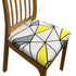 Anyhouz Chair Cover Yellow White and Grey Triangular Design Stretch Seat Cover for Home Dinning Kitchen Washable Removable-Chair Cover-PEROZ Accessories