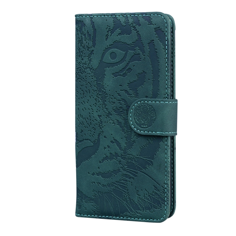 Anymob iPhone Green Flip Leather Case Tiger Wallet Cover Book Style With Card Slot Cover-Mobile Phone Cases-PEROZ Accessories