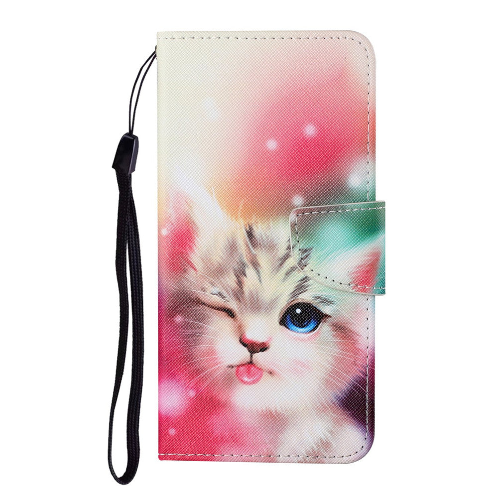 Anymob iPhone Case Pink Cat Flip Leather Flower Painted Printed Wallet Phone Book Cover-Mobile Phone Cases-PEROZ Accessories