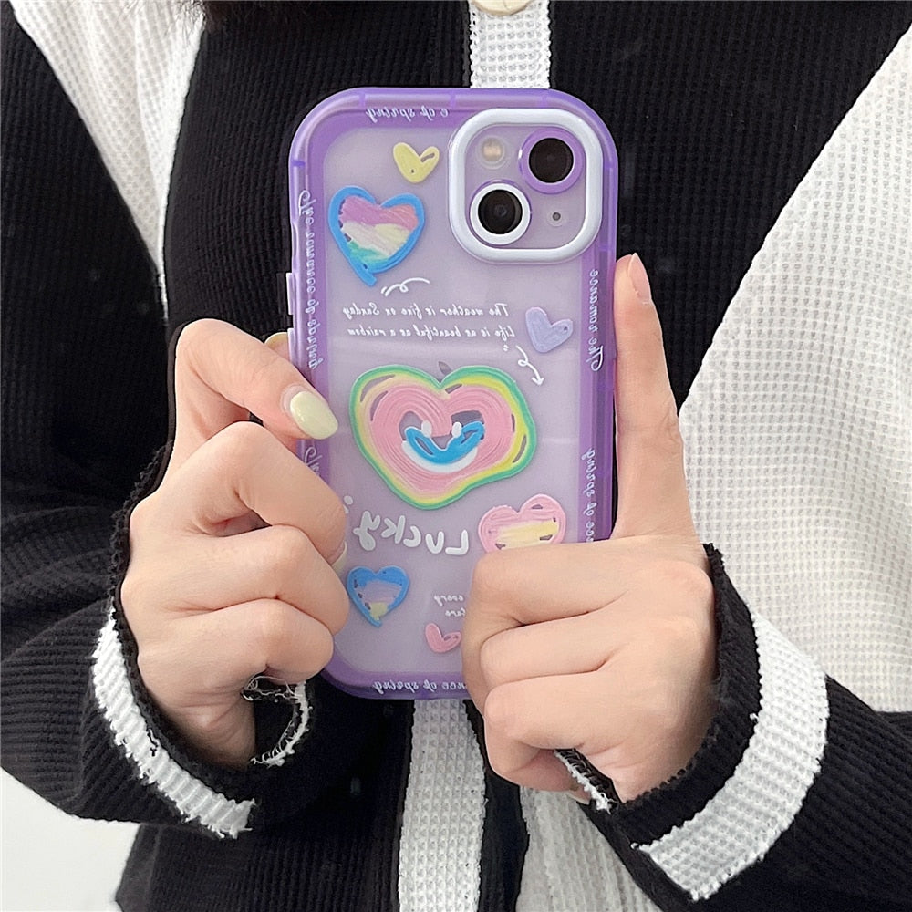 Anymob iPhone Case Purple Soft Silicone Art Colorful Smile Face Flower Bumper Cover-Mobile Phone Cases-PEROZ Accessories