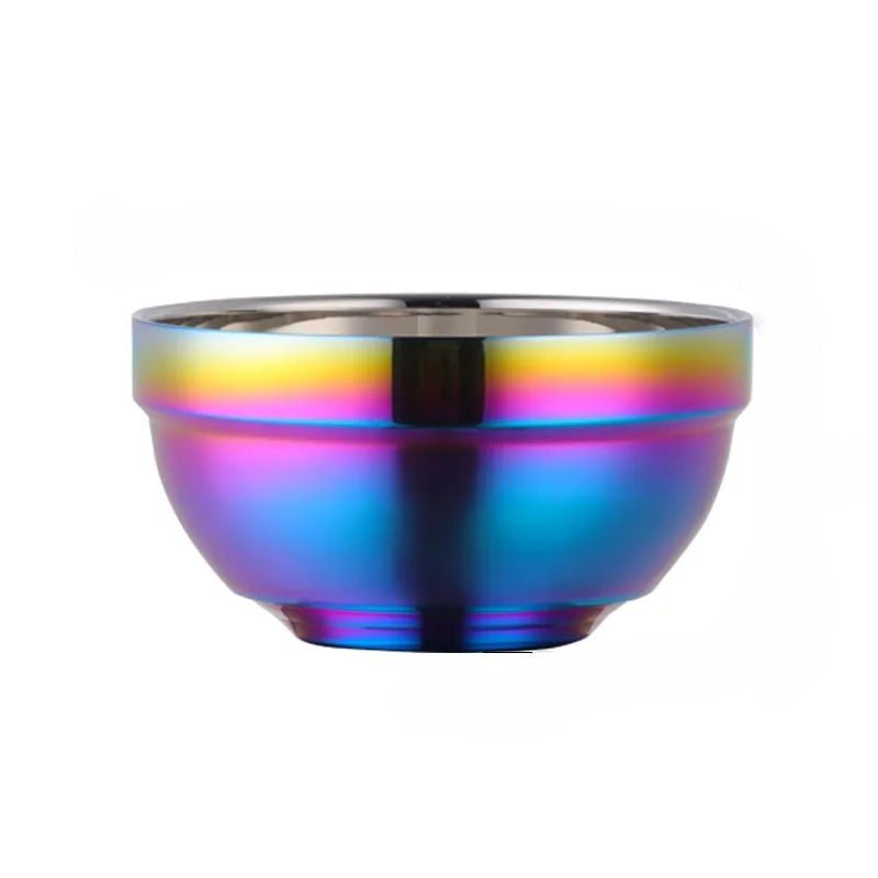 Anygleam Pink Rainbow 5Pcs Big Stainless Steel Rice Bowl Single Anti-Scalding Layer Cooking Utensil-Kitchen & Dining-PEROZ Accessories