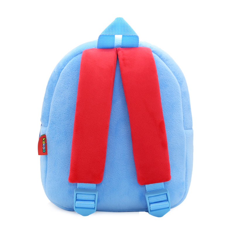 Anykidz 3D Blue Road Roller Kids School Backpack Cute Cartoon Animal Style Children Toddler Plush Bag Perfect Accessories For Boys and Girls-Backpacks-PEROZ Accessories