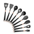 Anygleam Kitchen Utensils Non-stick Black 9 Set Gold Plated Handle with Support Point Cooking Tool Accessories Heat Resistant Kitchenware-Spatula and Shovel-PEROZ Accessories