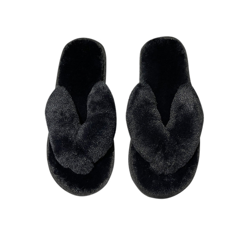 AnyStep Plush Slipper One Size 5-6 Flip Black Warm Winter Comfortable Home Fluffy Indoor Slip On-Slipper Chairs-PEROZ Accessories