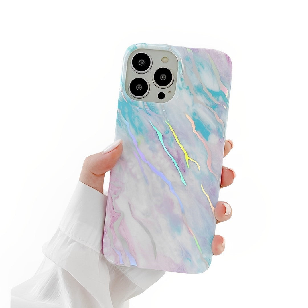 Anymob iPhone Laser Gradient Marble Soft Silicone Lavender Phone Case With Anti-Fingerprint Anti-Scratch Dustproof Non-SlipPhone iPhone Compatible-Mobile Phone Cases-PEROZ Accessories