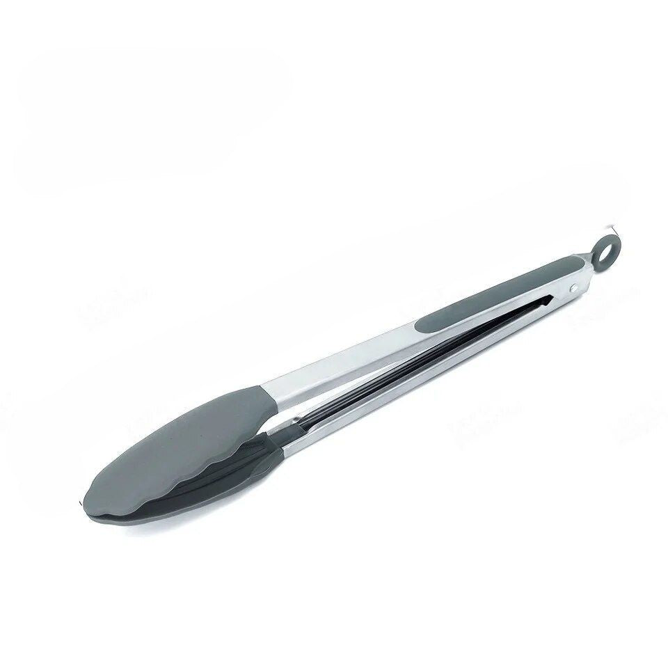 Anygleam Tong Stainless Steel Large Grey Handle Clip Heat Resistant Cooking Baking Salad Steak Kitchen Gadget-Kitchen Tools & Utensils-PEROZ Accessories