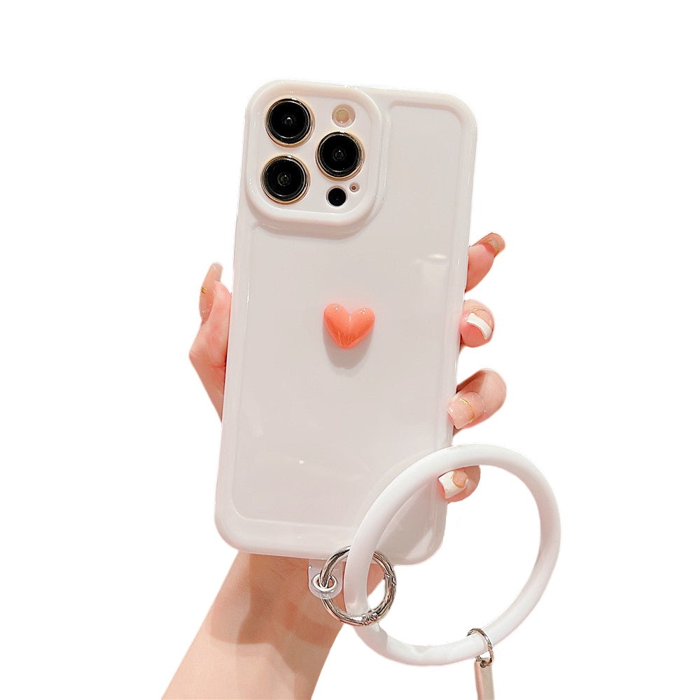 Anymob iPhone White And Orange 3D Love Heart Bracelet Phone Case Shockproof Soft Silicone Cover-Mobile Phone Cases-PEROZ Accessories