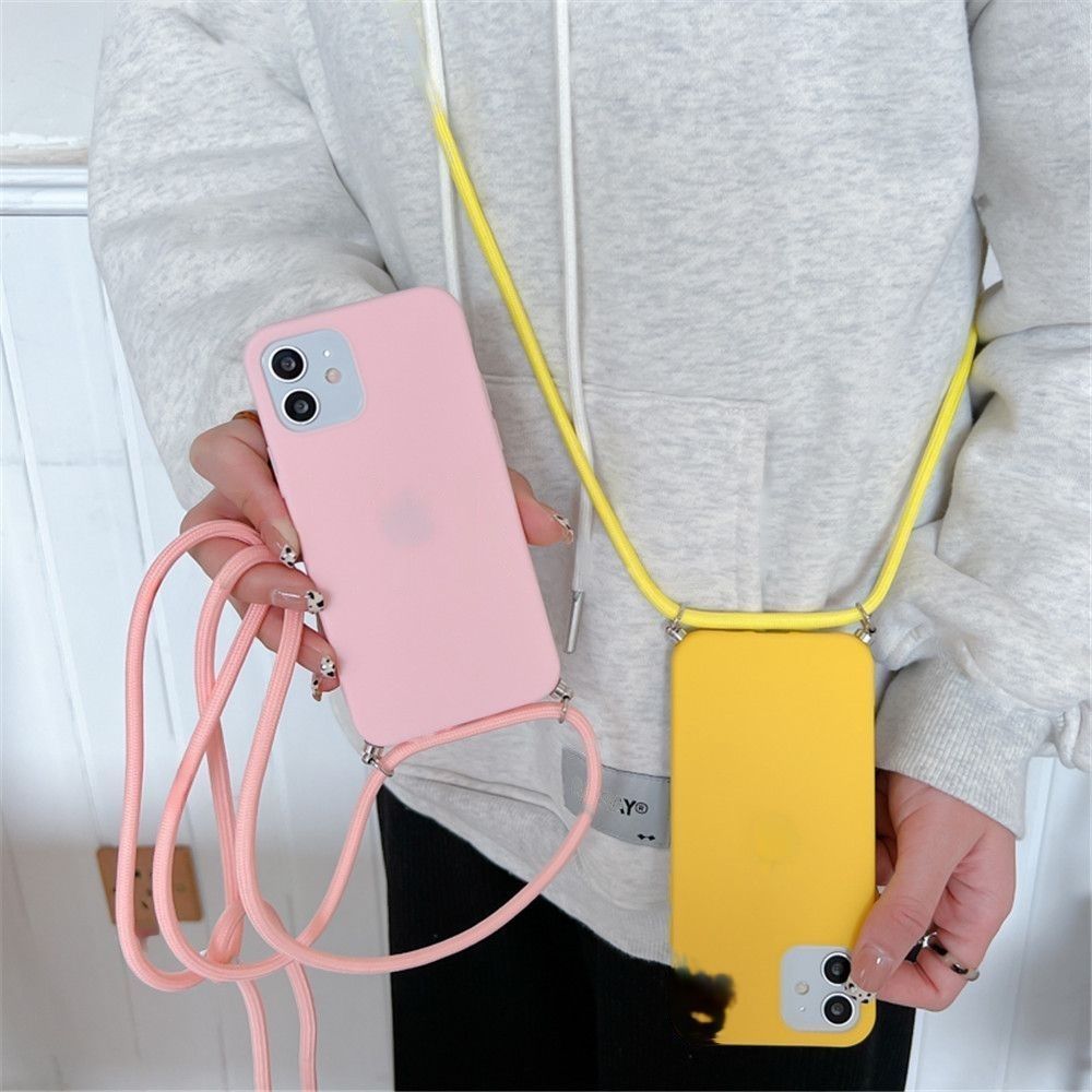 Anymob iPhone Blue Crossbody Necklace Strap Lanyard Cord Phone Case Silicone Cover-Mobile Phone Cases-PEROZ Accessories