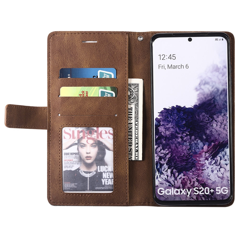 Anymob Samsung Coffee Brown Flip Case Leather Phone Wallet Cover Protection-Mobile Phone Cases-PEROZ Accessories