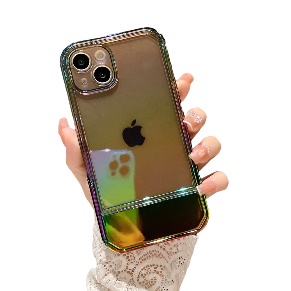 Anymob iPhone Case Brown Laser Clear Bumper Stand Holder Shockproof Soft Silicone Back Cover-Mobile Phone Cases-PEROZ Accessories