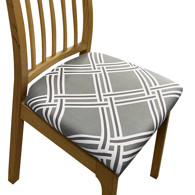 Anyhouz Chair Cover Grey White Macro Knitted Design Stretch Seat Cover for Home Dinning Kitchen Washable Removable-Chair Cover-PEROZ Accessories