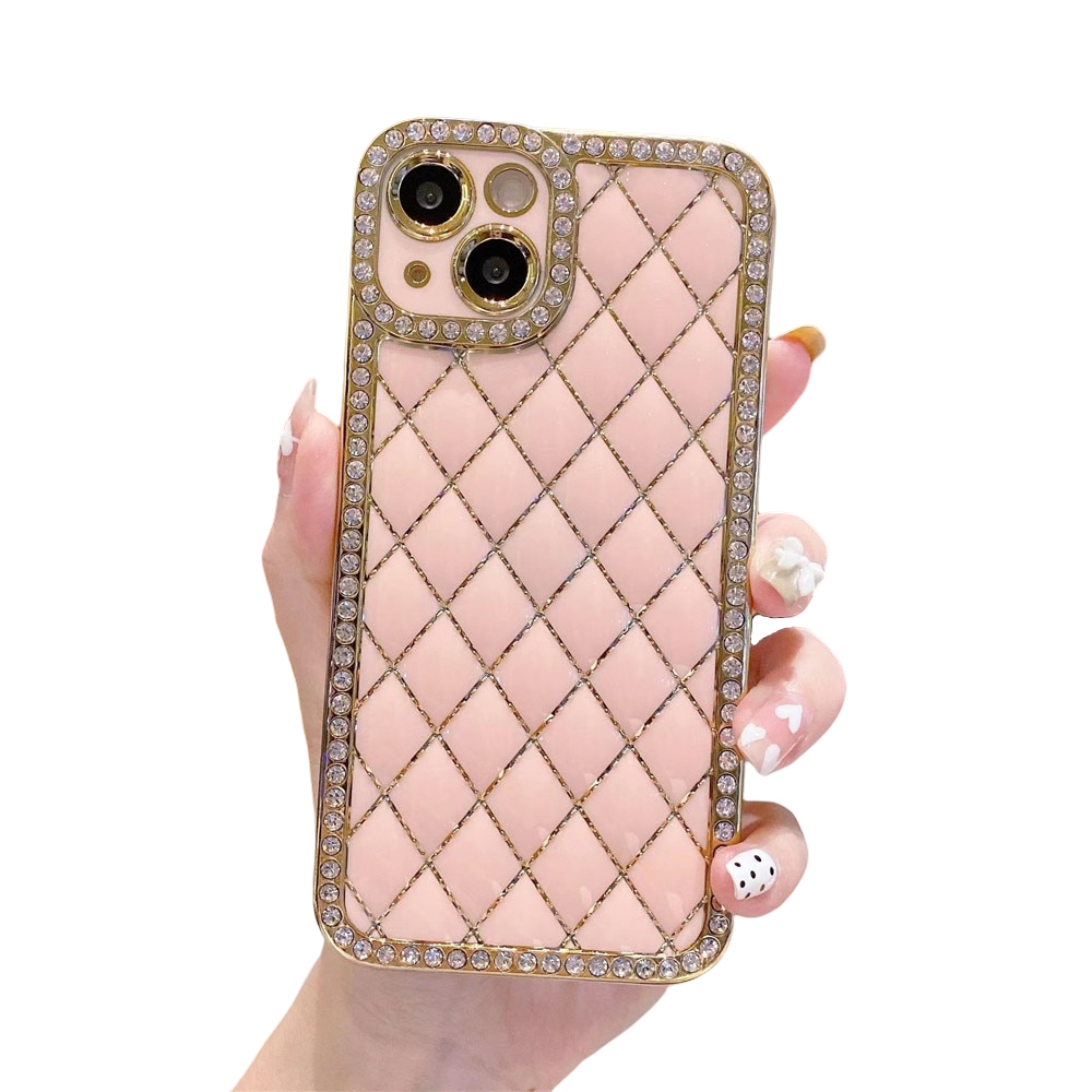 Anymob iPhone Case Light Pink Glitter Bling Diamond Geometry Lens Camera Protection Soft Silicone Cover-Mobile Phone Cases-PEROZ Accessories