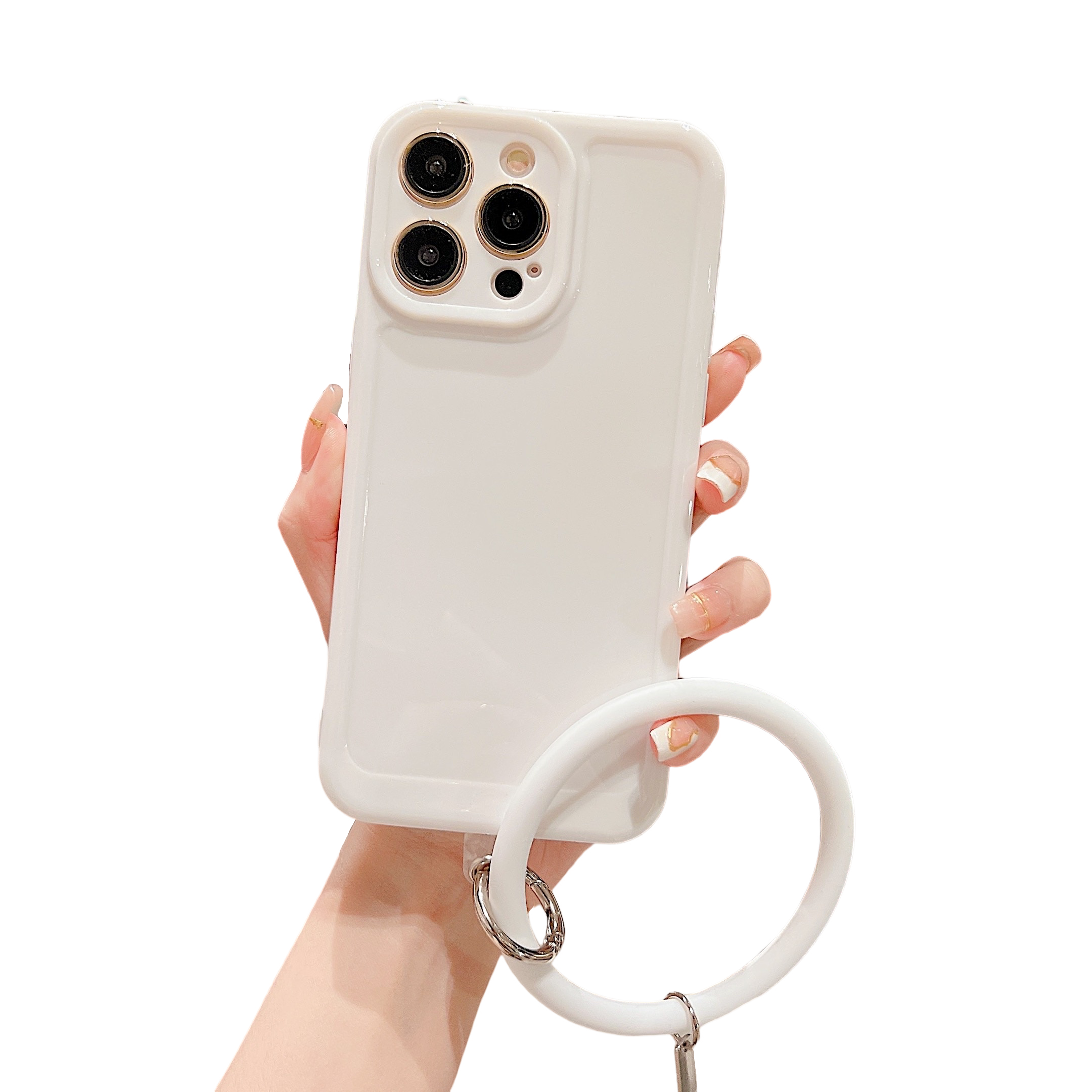 Anymob iPhone Case White Soft Silicone Bracelet Electroplate Shockproof Strap Cover-Mobile Phone Cases-PEROZ Accessories