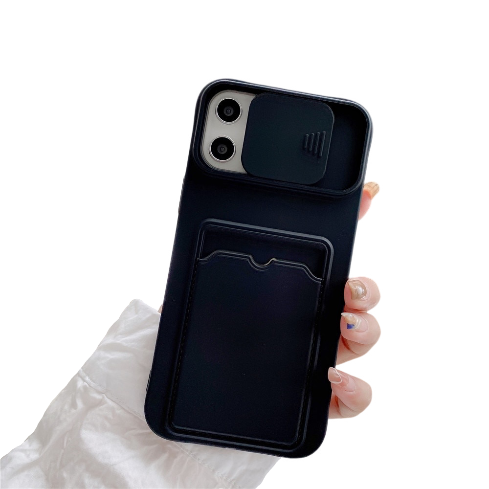 Anymob iPhone Case Black Camera Protection Card Package Soft Silicone Back Cover-Mobile Phone Cases-PEROZ Accessories
