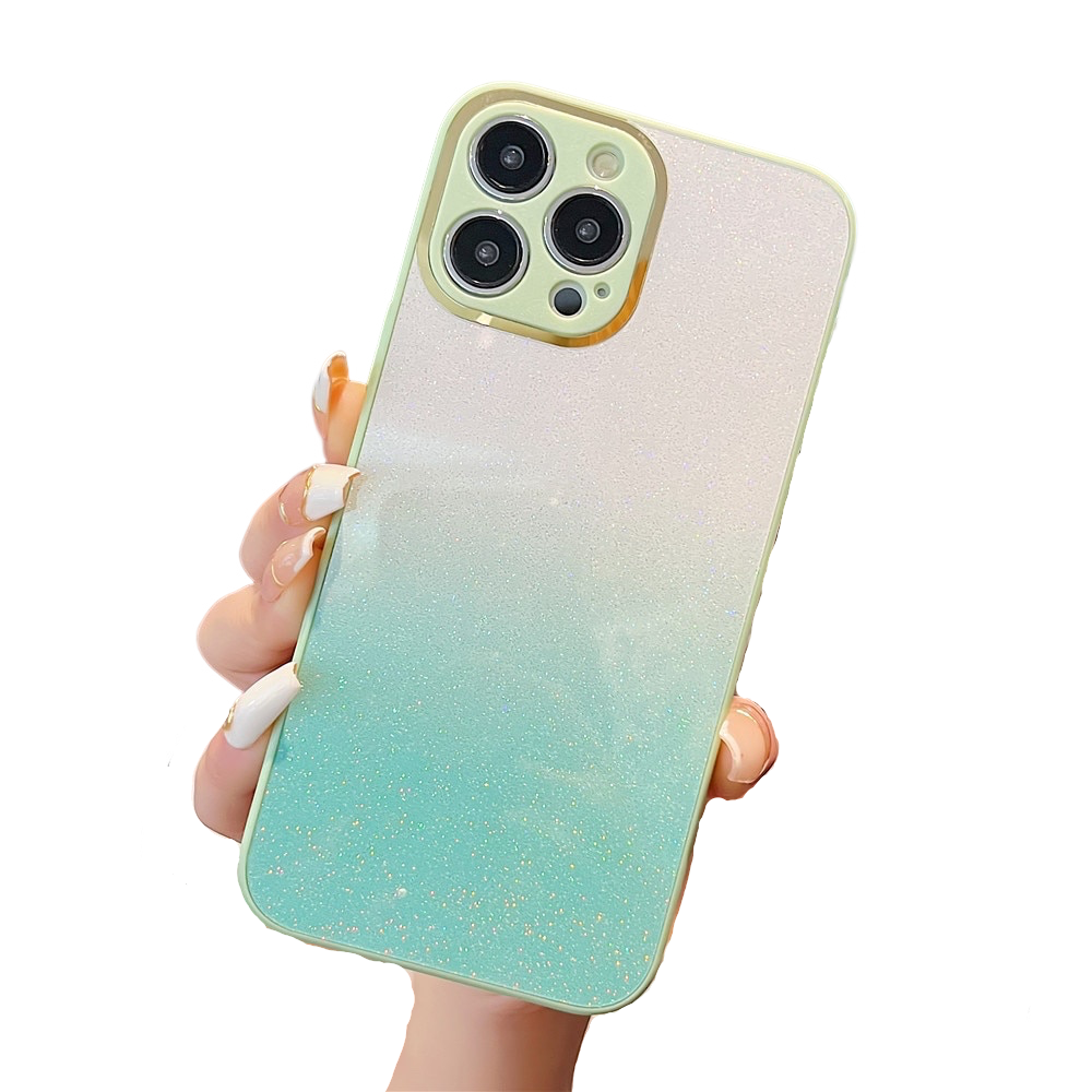 Anymob iPhone Case Mint Green Gradient Glitter Soft Shockproof Back Cover Shell-Mobile Phone Cases-PEROZ Accessories