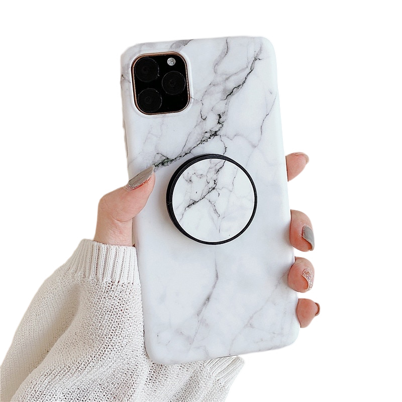 Anymob iPhone Case Off White Gradient Marble Cover Silicone Phone With Holder Stand-Mobile Phone Cases-PEROZ Accessories