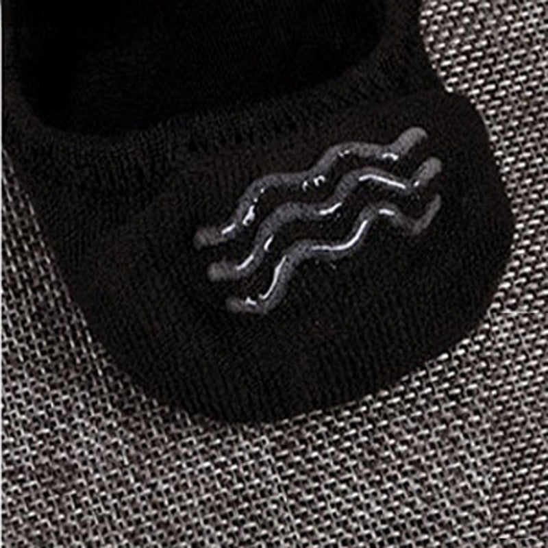Anysox 5 Pairs Size 4-9 Dark Grey Boat Socks Summer Thin Invisible Cotton Non-Slip Silicone Breathable Pure Color For Men-Socks-PEROZ Accessories