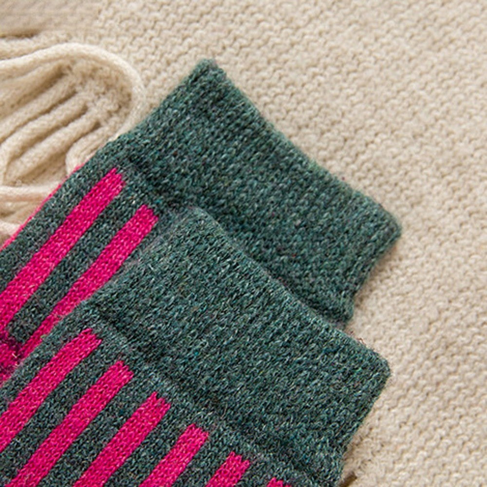 Anysox 5 Pairs Size 5-9 Fashion Socks Colorful Wind-Flowers Cotton Winter Thick Warm Wool Casual for Women Red-Socks-PEROZ Accessories