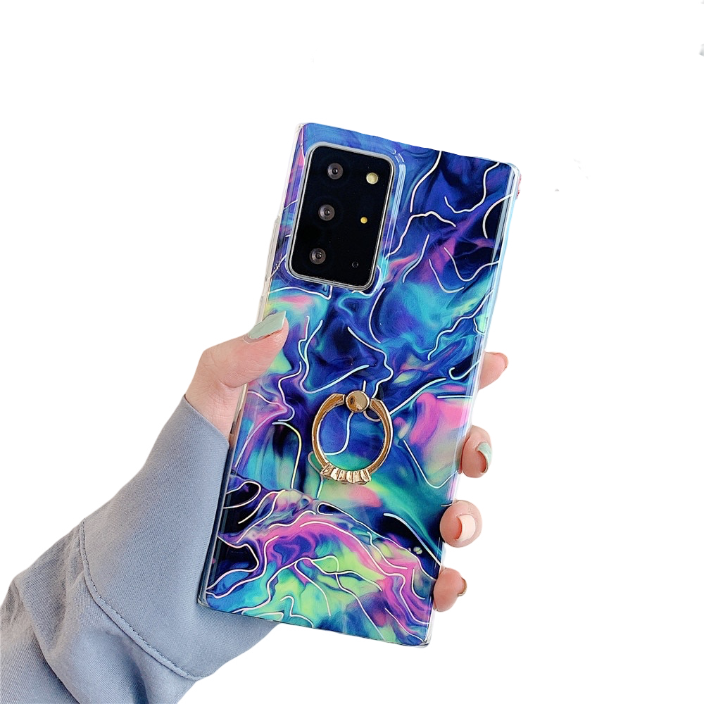 Anymob Samsung Case Blue Laser Marble Gradient Ring Holder Back Cover-Mobile Phone Cases-PEROZ Accessories