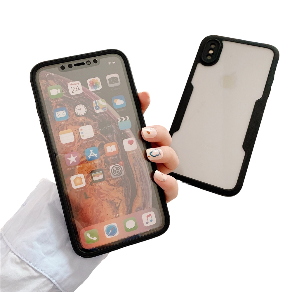 Anymob iPhone Case Black Transparent Solid Color Bumper Silicone Shockproof Cover-Mobile Phone Cases-PEROZ Accessories