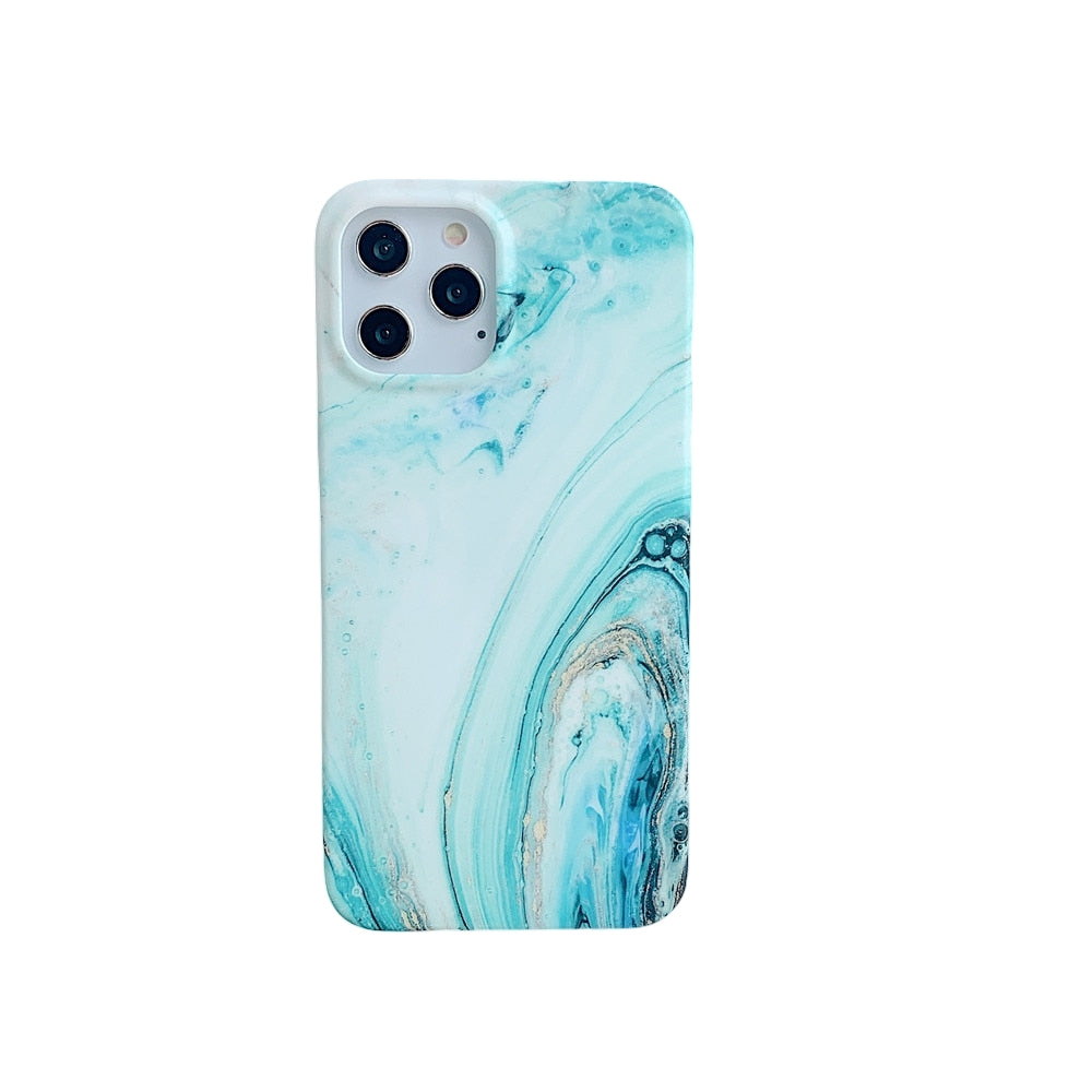 Anymob iPhone Ocean Blue Marble Phone Case Soft Silicone Cover-Mobile Phone Cases-PEROZ Accessories