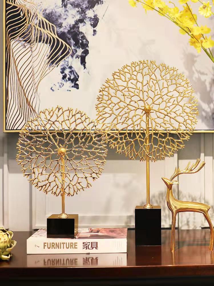 Anyhouz 33cm Luxury Metal Tree Tabletop Home Decor Modern Art Living Room Display House Decorative Crafts Metal Ornaments with Marble Base-Tabletop Decor-PEROZ Accessories
