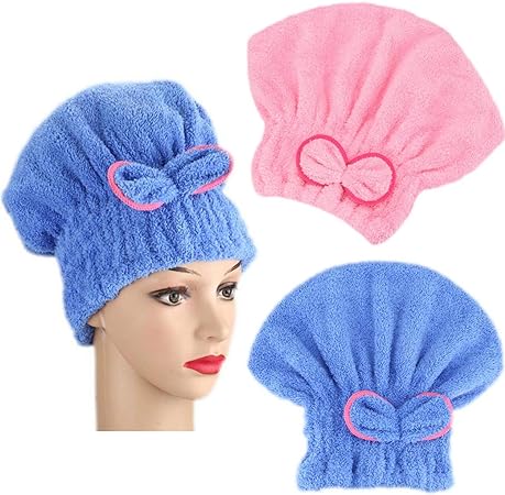 Anyhouz Hair Bonnets Yellow Microfibre Quick Hair Drying Bath Spa Bath Towels for Womens Shower Hat Bathroom Accessories-Bathroom and Toilet Accessories-PEROZ Accessories