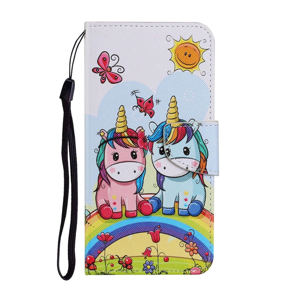 Anymob iPhone Cartoon Unicorn Painted Phone Case Magnetic Wallet Card slot Back Cover-PEROZ Accessories
